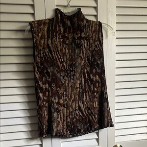 Elegant Brown Pleated Women's Top